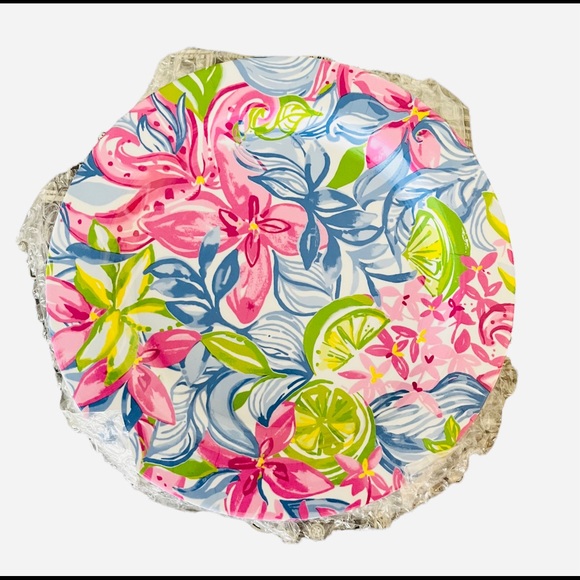 NWT LILLY PULITZER 4 PLATES HAVANA COCKTAIL PICNIC PINK FLORAL GREEN LIMES - Picture 5 of 6